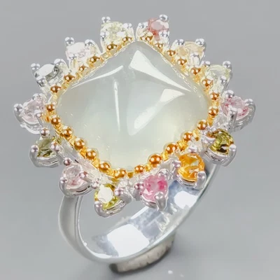 Jewelry Handmade Natural Prehnite Ring 925 Sterling Silver Size 8 /R437488 - Image 1 of 4