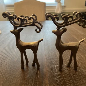 2 silberfarbene Rentiere aus Metall von Seasons of Cannon Falls 5 Zoll hoch - Bild 1 von 13