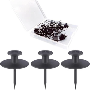30 PCS Push Pins Picture Hangers Wall Hooks, Double Headed Thumb Tacks Black  - Picture 1 of 7