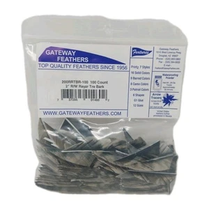 100 Pack Gateway Feathers 2" Right Wing: Rayzr Camo Tre Bark 200RRTBR-100 - Picture 1 of 4