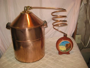 Antique 5 Gal Copper Moonshine Still w/Coil +Live Free or Die JUG- MAN CAVE MUST - Picture 1 of 12