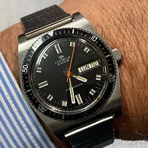 Orologio Lorenz Edox Diver sub carica manuale Vintage black dial 37 mm - Foto 1 di 12
