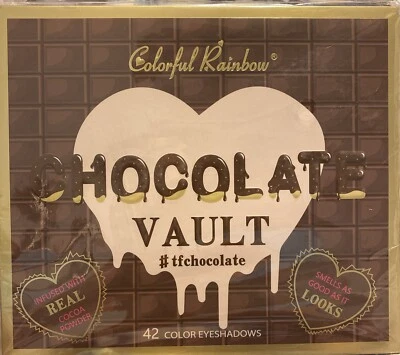 Colorful Rainbow CHOCOLATE VAULT 42 Color Eyeshadow Palette w/real Cocoa Powder  - Image 1 of 4