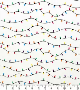 Fabric 100% Cotton Christmas Lights FQ HY BTY By the Yard Winter Tree Holiday - Picture 1 of 2