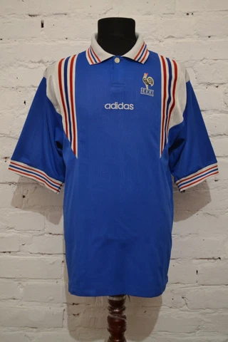 VINTAGE FRANCE FOOTBALL SHIRT 90S SOCCER JERSEY BLUE MAILLOT ADIDAS MENS L RARE Cover