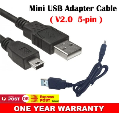 3X Mini USB Cable 5Pin Male to Type-A M/M Data Sync Power Charger Cord Black AU - Image 1 of 2