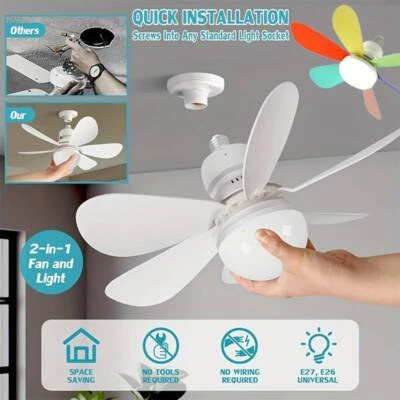 Ventilatore a Soffitto Luce Led e Telecomando Regolabile attacco E27 Vari Colori - Immagine 1 di 4
