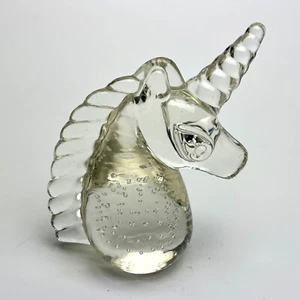 Fermacarte unicorno in vetro artistico vintage con bolle stile bullicante - Foto 1 di 5
