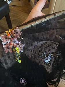 mesh black cropped top with sequin flowers - Picture 1 of 4