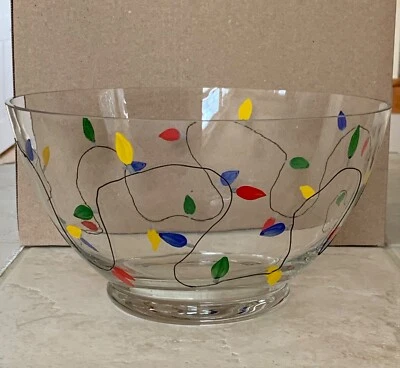 Hand painted holiday christmas lights large serving/punch bowl — 第 1/3 张图片