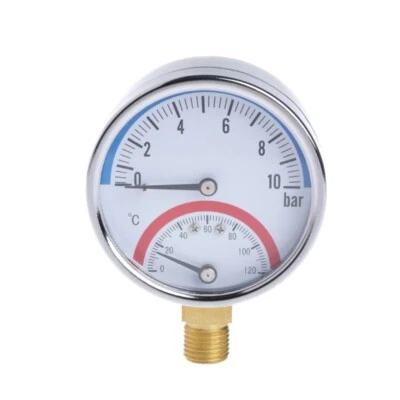 SEE DESCRIPTION 10 Bar Temperature Pressure Gauge Meter G1/4 Thread 2 in1 Thermometer Monitor