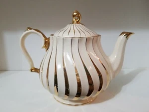 Teiera vintage Sadler 2737 Inghilterra bordo oro vortice - Foto 1 di 6