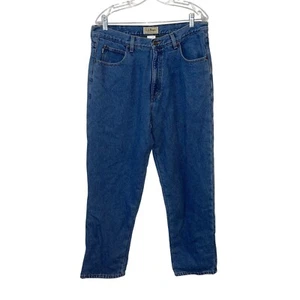 L.L. Bean Mens Relaxed Fit Jeans 36x32 100% Cotton Blue Denim Fleece Lined - Picture 1 of 7
