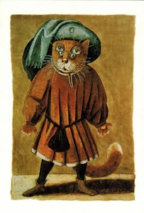 CATS' PERSONALITIES: MONEY-CHANGER as per Pieter Bruegel Russian postcard - Picture 1 of 1