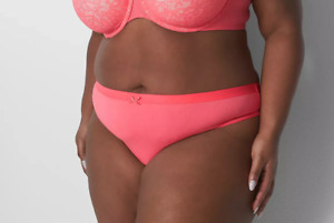 Cacique~New With Tags~Coral Cotton Thong With Lace Trim~Size 22-24W (2-2X)