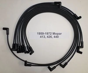 Big Block MOPAR 383 400 413 426 440 1959-1972 BLACK HEI 8mm Spark Plug Wires USA - Foto 1 di 1