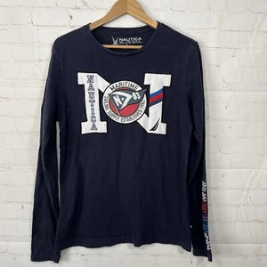 Nautica Blue Sail T-Shirt Herren klein blau Logo Rundhalsausschnitt bestickt maritim - Bild 1 von 10