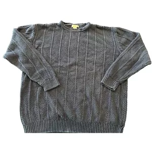 Vintage Savile Row Blue Cable Knit Sweater Men's XL Ramie/Cotton Crewneck - Picture 1 of 6