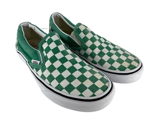 Vans Classic Slip-On Checkerboard Era Green Low Cut Canvas Shoes Men’s Size 6 - Picture 1 of 9