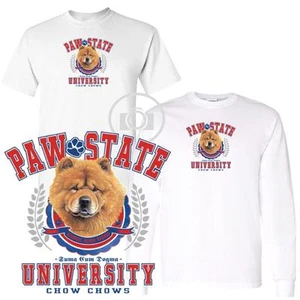 Chow Chow Dog Paw State University Short / Long Sleeve White T Shirt M-3X - Picture 1 of 3