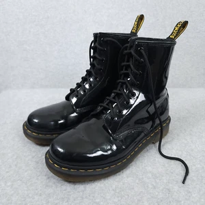 Dr Martens Boots Womens 9 Black 1460 Patent Leather Shiny Combat Alt Goth Emo - Picture 1 of 10