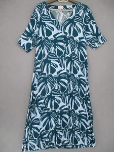 Gorman Dress Womens 12 Blue New Leaf Floral Button V Neck Loose Relaxed - Picture 1 of 19