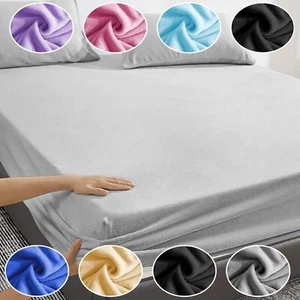 TEDDY FLEECE FITTED SHEET THERMAL WARM BEDDING SINGLE DOUBLE KING SUPER KING - Picture 1 of 44