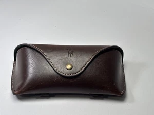 Polo Ralph Lauren Brown Leather Sunglass Eye Glass CASE ONLY Green Suede Unisex - Picture 1 of 6