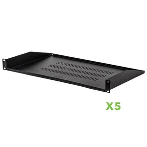 5 pack - Cantilever Server Shelf Vented Rack Mount 19" 1U Black 10.5" 270mm deep - Picture 1 of 3