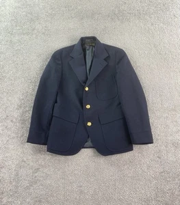 Vintage Brooks Brothers Blazer Boys 13 R Navy University Designer Golden Button - Picture 1 of 16