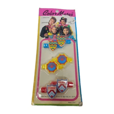 Pinzas de pasador de pelo COLOR MATES vintage años 80-90. Tema raro de escuela, campus Foto 1 de 3