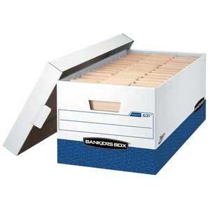 Bankers Box Presto Letter Size 24" x 12" x 10" Storage Boxes, White/Blue, 12-Pk - Picture 1 of 8
