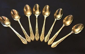 Cucharaditas de oro Versalles (8) Hampton Silversmiths electroplato no perforado - Imagen 1 de 5