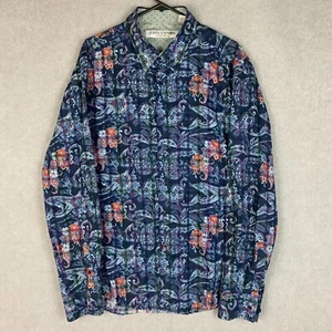 John Lennon By English Laundry Shirt Mens XL Blue Paisley Formal Button Up - Picture 1 of 12