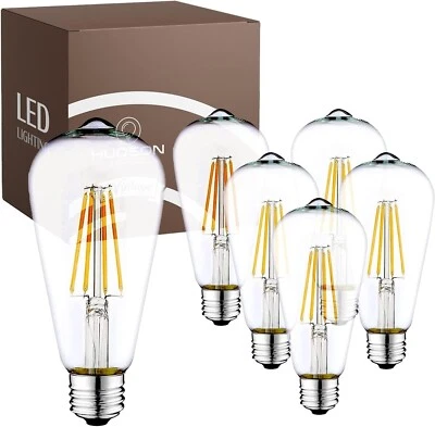 Hudson Vintage LED Edison Light Bulbs 60W (6 Pack)- E26/E27 Base 2200K - Image 1 of 4