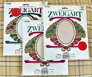 3 Pkgs ZWEIGART Cross Stitch Cotton Fabric 25 Ct Lugana 28 Ct Quaker Germany - Picture 1 of 2