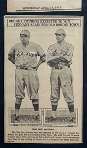 RAR. 1916 Babe Ruth und Ernie Shore Boston Red Sox Zeitungsfoto 4,5" x 7,5" - Bild 1 von 5