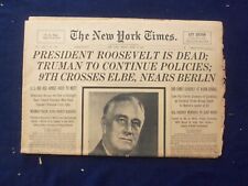 1945 APRIL 13 NEW YORK TIMES - PRESIDENT ROOSEVELT IS DEAD - NP 6467