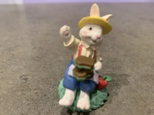 Cottontail Lane Easter Village Figurine Bunny Picnic Sandwich Apple - Picture 1 of 3