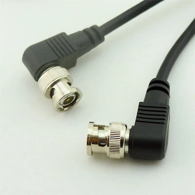 1pc BNC Male to BNC Male 75ohm Right Angle Coaxial Cable for CCTV Cameras 3ft/1m - Image 1 of 4
