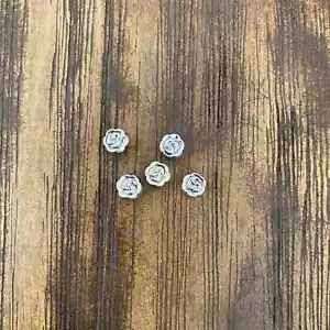 New Sterling Silver .925 Floral Roses Beads Double-Sided 6mm - Quantity: 5 Pcs. - Picture 1 of 4