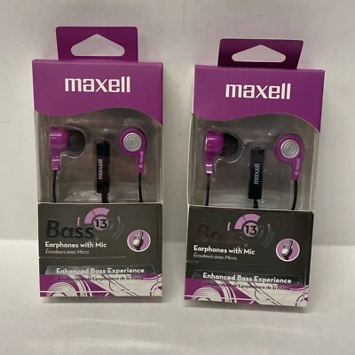 Paquete de 2 - Auriculares Maxell Bass 13 con cable - Púrpura Foto 1 de 3