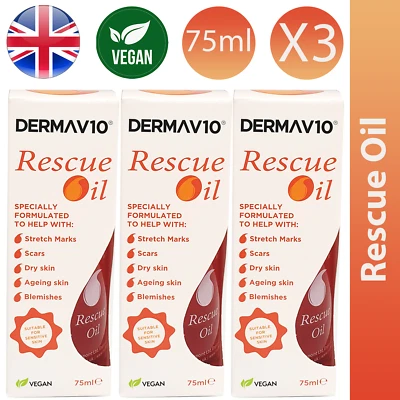 DERMA V10 3X Bio Rescue Öl für alternde Haut, Narben, Unreinheiten und Dehnungsstreifen 75ml