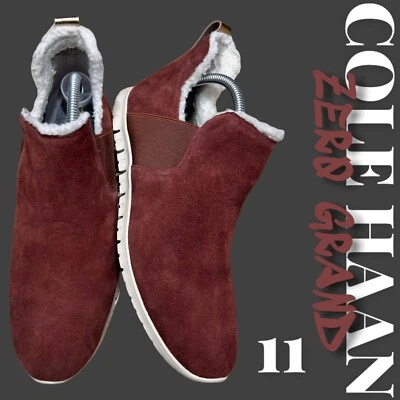 Usado en Excelente Condición Auténtico COLE HAAN ZEROGRAND SLPON Marrón y Dorado Gamuza con Botas de Piel Talla 11 Foto 1 de 4