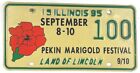 License Plate 1995 Special Event Pekin Marigold Festival Plate #100 Collector
