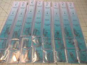 144 SNELLED FISH HOOKS (24 PKS X 6 EA) BRONZE CARLISLE MONO LEADER 7" PICK SZ - Picture 1 of 4