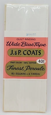 White J.&P. Coats Wide Bias Tape Quilt Binding Vintage 4 yards 100% cotton - Image 1 of 2