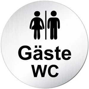 Aluminium Schild 10 cmØ "Gäste" • Toilettenschild rund WC Toilette Türschild Klo - Bild 1 von 4