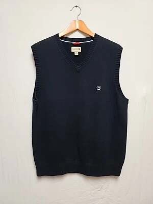 Chaleco Suéter Vintage Tommy Hilfiger Cresta Azul Para Hombres L 90s Golf Algodón Tejido Logo  Foto 1 de 4