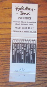 PROVIDENCE, RHODE ISLAND STREICHHOLZSCHACHTELHÜLLE: HOLIDAY INN HOTEL 1970er MATCHCOVER -B - Bild 1 von 2